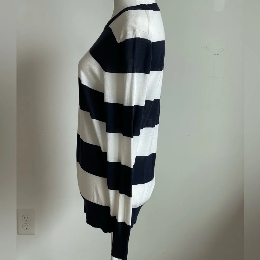 J. Crew Navy and White Striped Shirt Size Small